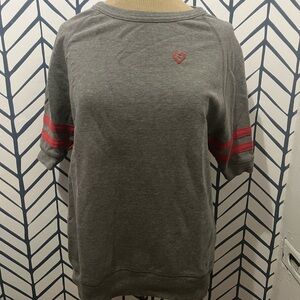 Alternative Heather Gray Tee with Red Stripes